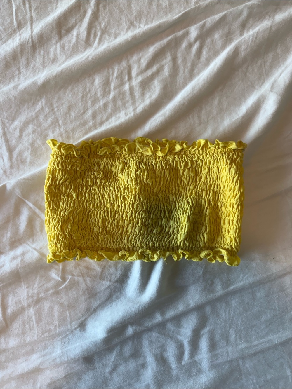 Topshop Bright Yellow Smocked Tube Top